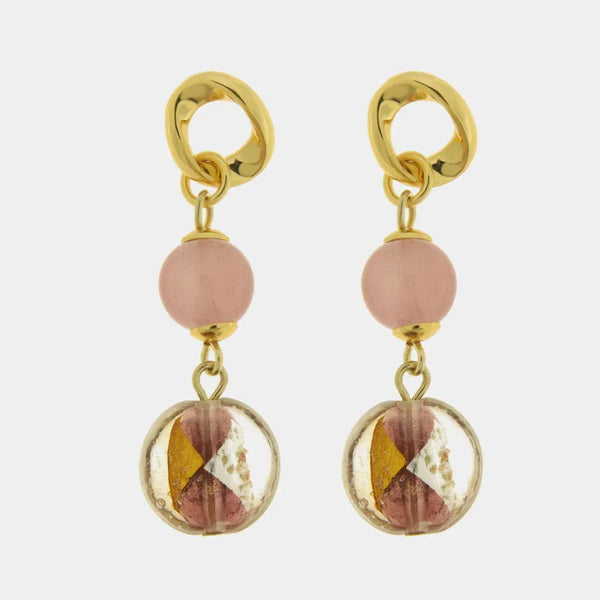 Orecchini in Metallo con cristalli rosa ispirati all'art glass - BYSIMON gioielli