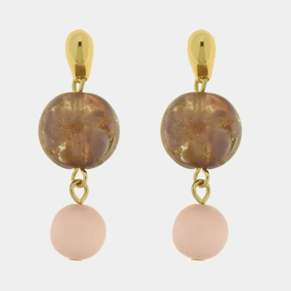 Orecchini in Metallo con cristalli rosa ispirati all'art glass - BYSIMON gioielli
