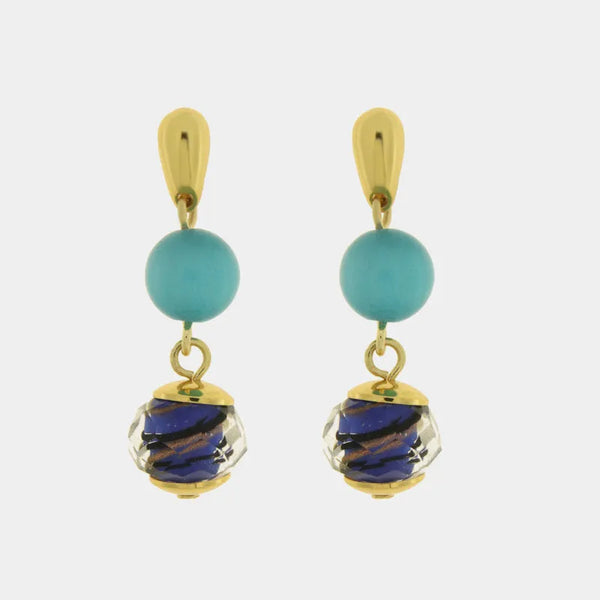 Orecchini in Metallo con cristalli blu ispirati al vetro di Murano - BYSIMON gioielli