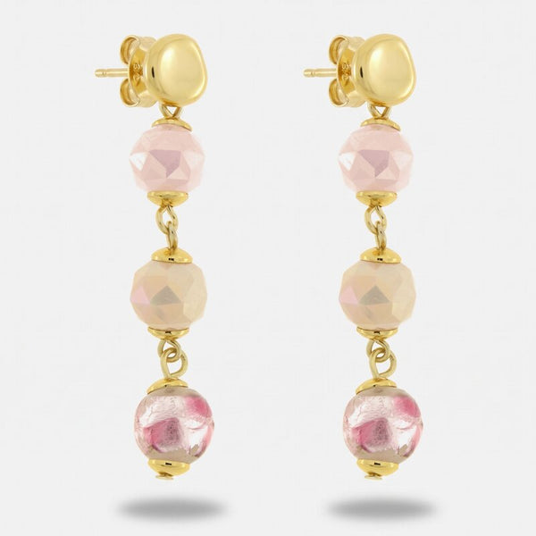 Orecchini in Metallo con cristalli rosa - BYSIMON gioielli