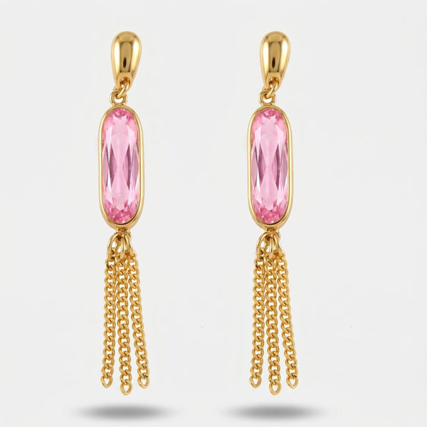 Orecchini in Metallo con cristallo rosa - BYSIMON gioielli