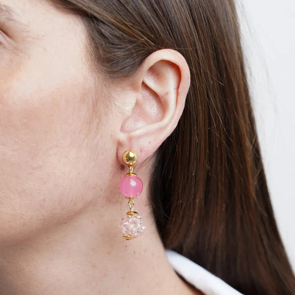 Orecchini in Metallo con cristalli rosa - BYSIMON gioielli