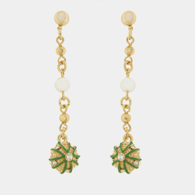 Metal earrings with green curls