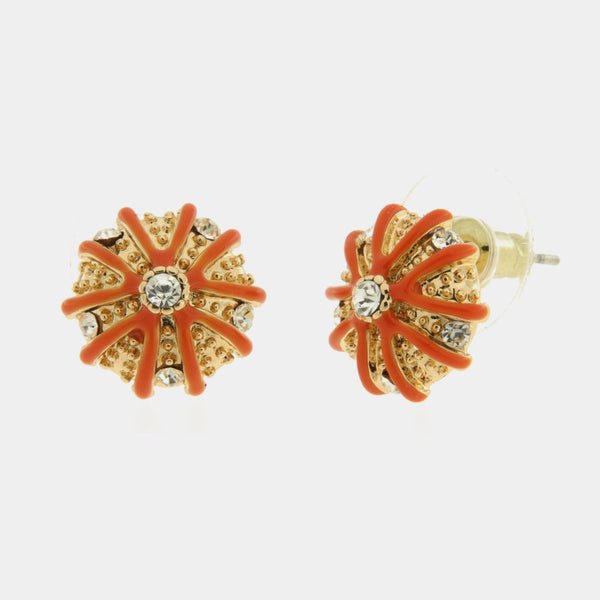 Orecchini in Metallo a lobo con ricci arancio - BYSIMON gioielli