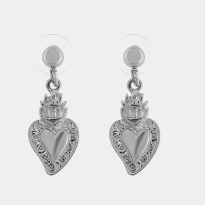 Orecchini in Metallo cuore sacro con corona - BYSIMON gioielli