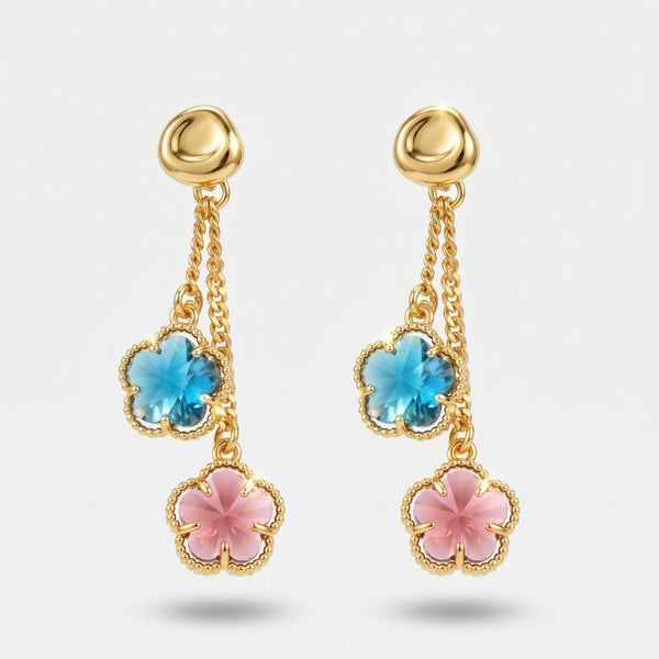 Orecchini in Metallo fiori colorati pendenti - BYSIMON gioielli