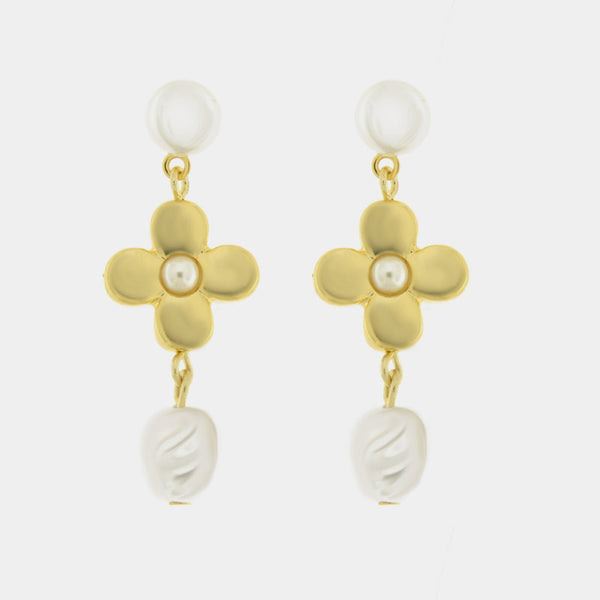 Orecchini in Metallo fiori con perle - BYSIMON gioielli