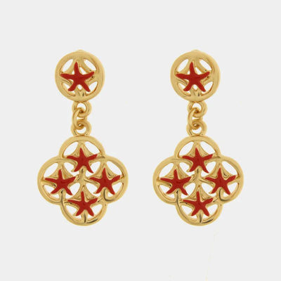 Orecchini in Metallo maioliche con stelle marine rosse - BYSIMON gioielli