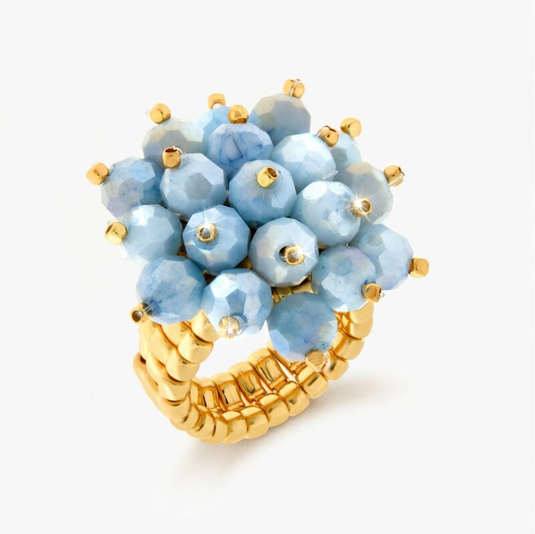 Anello in Metallo donna cluster cristalli grigio azzurro placcato AMOVENEZIA - gioiello BySimon