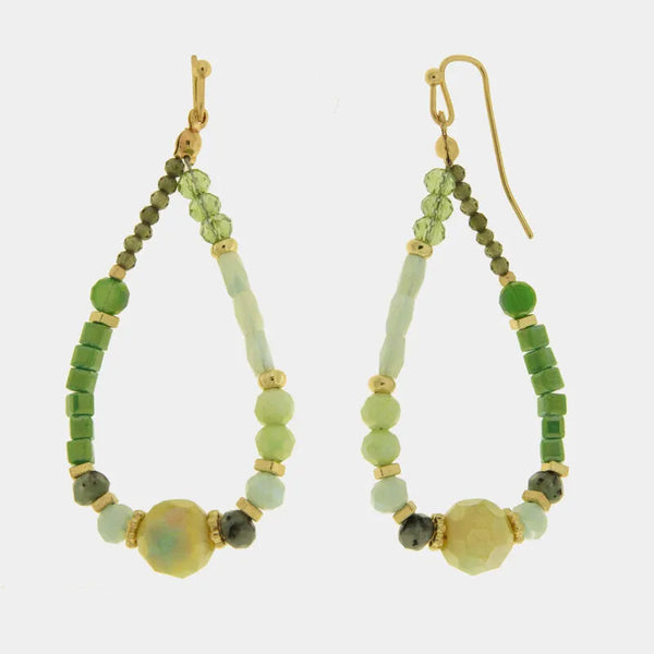 Orecchini in Metallo a goccia verdi placcati oro donna regalo elegante - BYSIMON gioielli