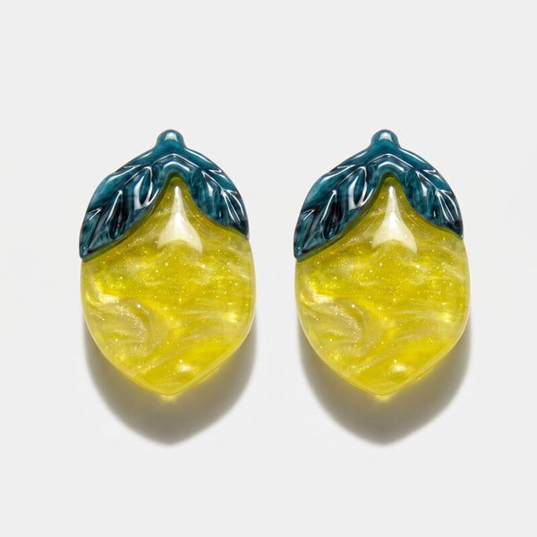 Orecchini in Metallo a forma di limone giallo - BYSIMON gioielli