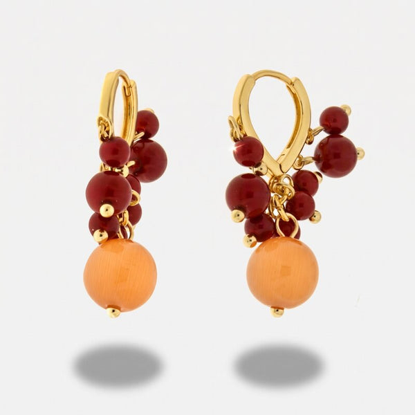 Orecchini in Metallo sfere rosse e arancio - BYSIMON gioielli