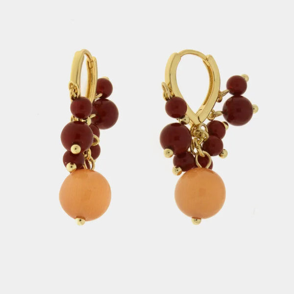 Orecchini in Metallo sfere rosse e arancio - BYSIMON gioielli
