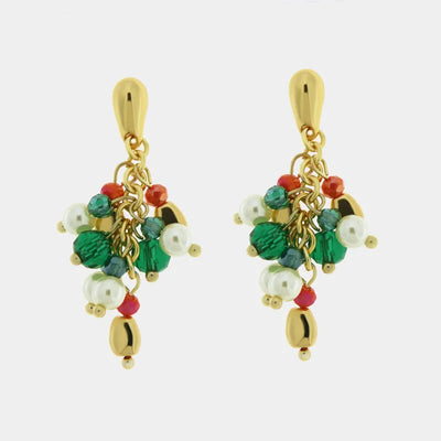Orecchini in Metallo con Art Glass Stone pietre multicolor pendenti