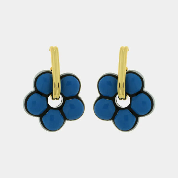 Orecchini in Metallo con fiore blu - BYSIMON gioielli