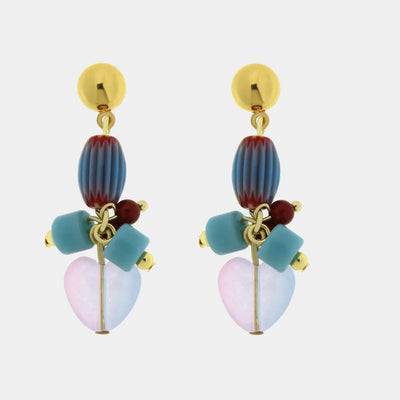 Orecchini in Metallo Petali blu, lilla e azzurro, pendente vivace