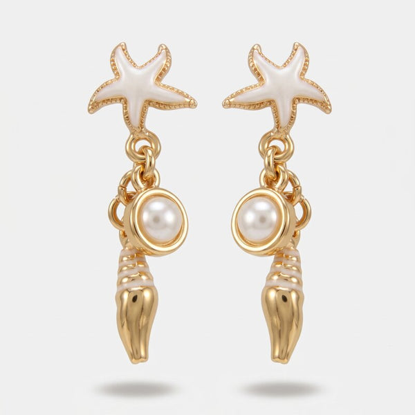 Orecchini con conchiglie e stelle marine bianche | collana con conchiglie | BYSIMON