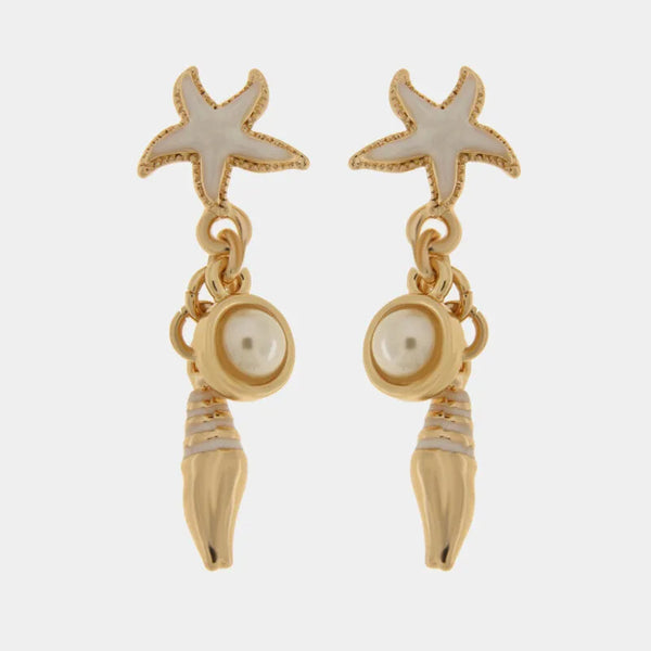 Orecchini con conchiglie e stelle marine bianche | collana con conchiglie | BYSIMON