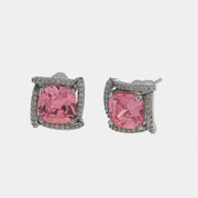 Orecchini in Metallo Lobo Quadrato Rosa Strass