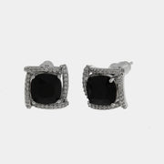 Orecchini in Metallo Lobo Quadrato Nero Strass