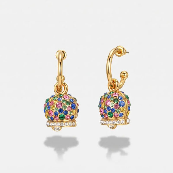 Orecchini in Metallo campanella Capri cristalli multicolore