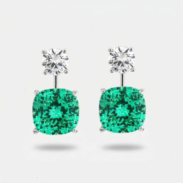 Orecchini in Metallo doppio zircone verde acqua