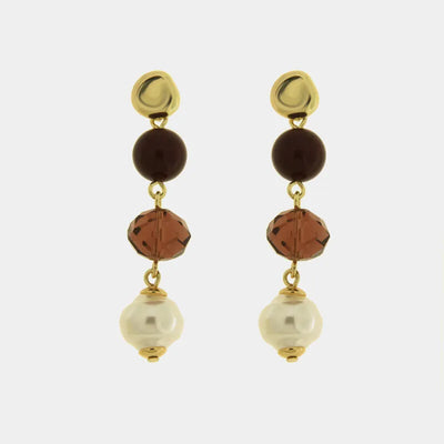 Orecchini in Metallo con cristalli bordeaux e perla