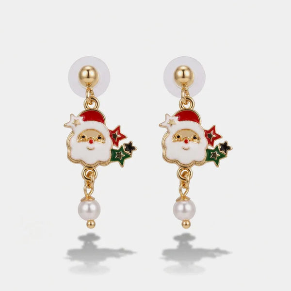 Orecchini in Metallo babbo Natale e perline pendenti