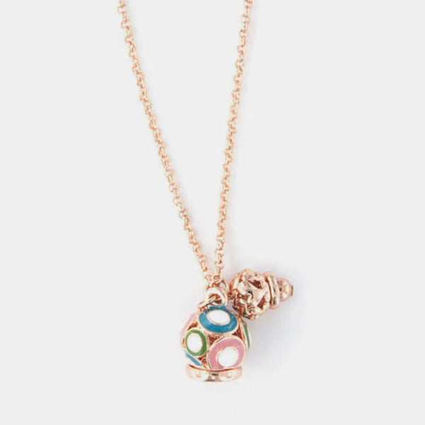 Collana in Metallo con campanella impreziosita da smalti colorati e piccola campanella traforata a motivo cuori - BYSIMON gioielli