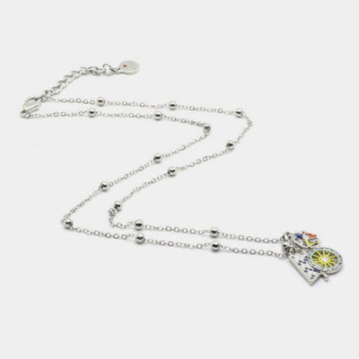 Collana in Metallo con carretto siciliano pendente impreziosito da smalti colorati SICILY - gioiello BySimon