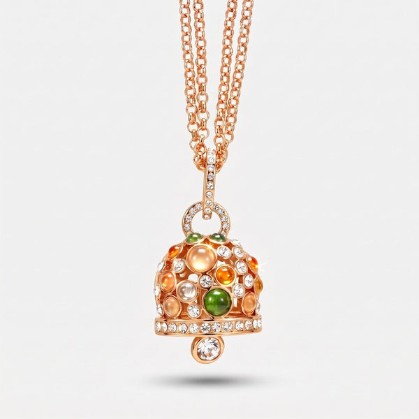 Collana in Metallo con grande campana pendente multicolore e punti luce bianchi - BYSIMON gioielli
