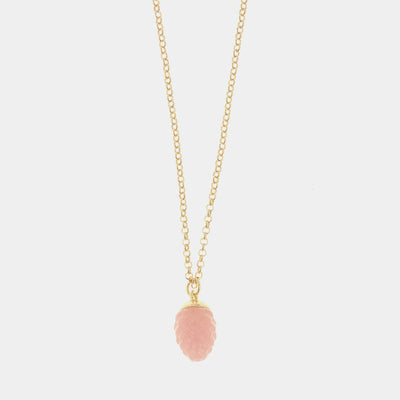 Collana in Metallo con pendente a forma di pigna portafortuna smaltata rosa