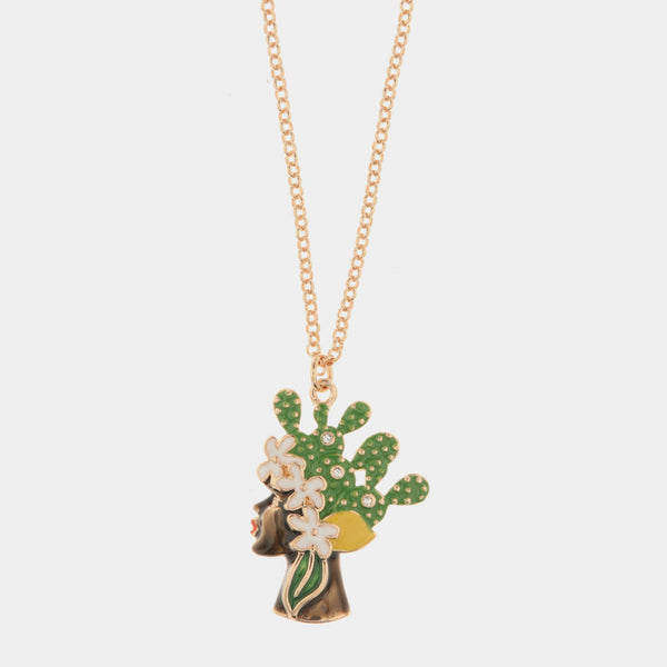 Collana in Metallo con pendente testa di moro donna con smalti e cristalli colorati - BYSIMON gioielli