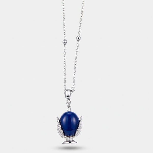 Collana in Metallo con pumo portafortuna smaltato color blu - BYSIMON gioielli