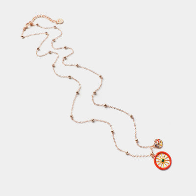 Collana in Metallo con ruota del carretto siciliano e simbolo Trinacria impreziositi da smalti colorati SICILY - gioiello ByS