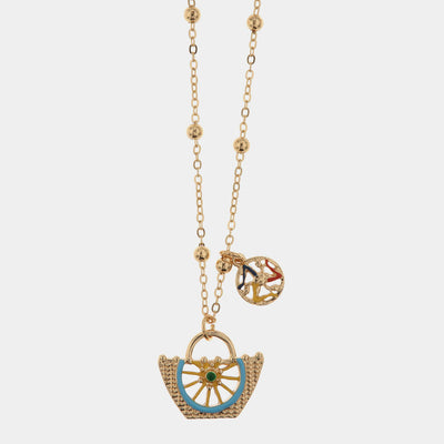 Collana in Metallo con coffa e simbolo Trinacria impreziositi da smalti colorati SICILY - gioiello BySimon