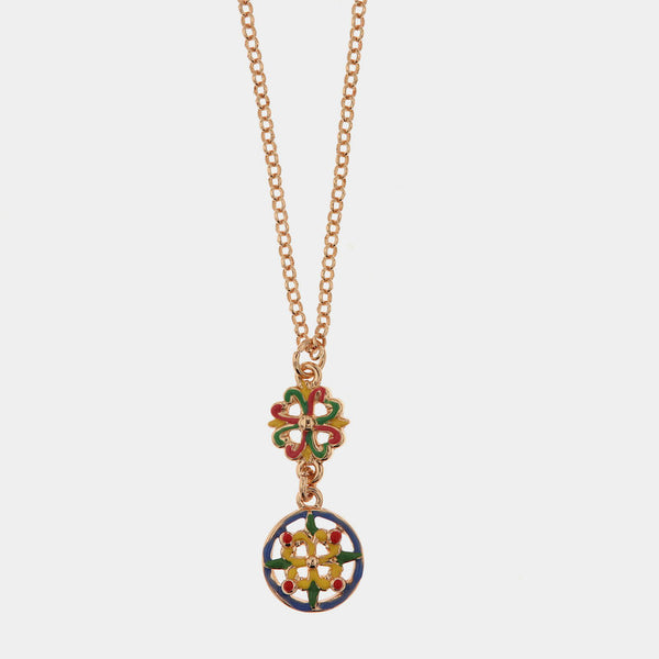 Collana in Metallo con maioliche di Caltagirone impreziosite da smalti colorati - BYSIMON gioielli