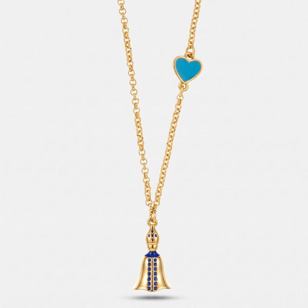 Collana con San Gennaro e cuore azzurro | gioielli portafortuna | BYSIMON