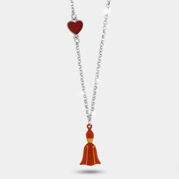 Collana con San Gennaro rosso e cuore | regali portafortuna scaramantici | BYSIMON