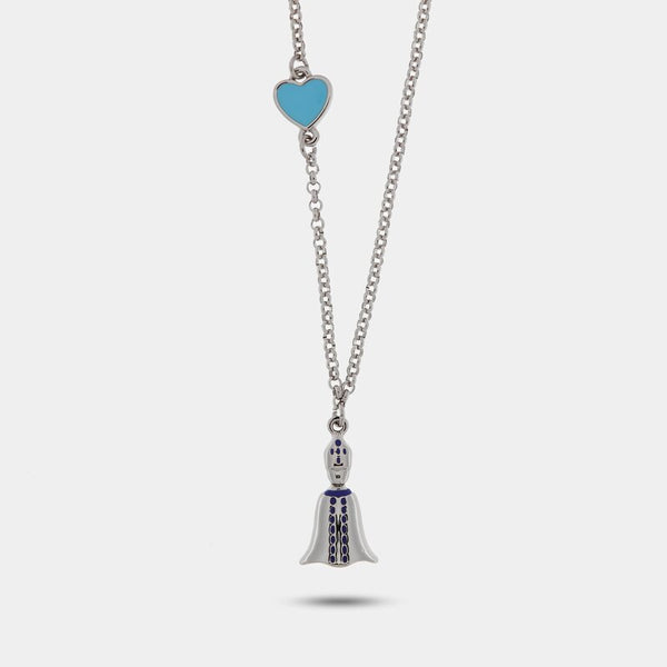 Collana con San Gennaro e cuore azzurro | portafortuna da regalare | BYSIMON
