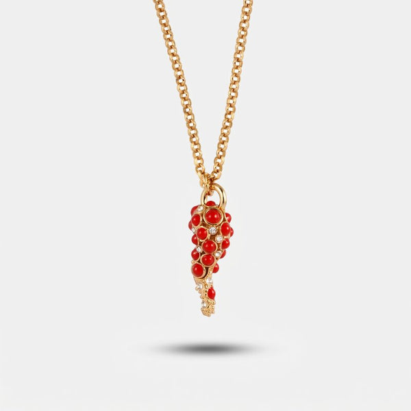 Collana in Metallo con pendente a forma di cornetto e cristalli - BYSIMON gioielli