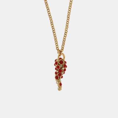 Collana in Metallo con pendente a forma di cornetto e cristalli