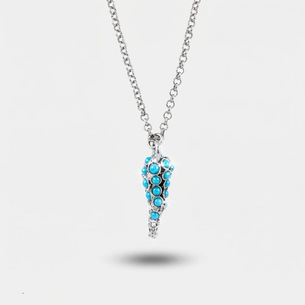 Collana in Metallo con pendente a forma di cornetto e cristalli - BYSIMON gioielli