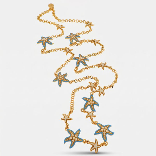 Collana in Metallo con stelle marine azzurre - BYSIMON gioielli