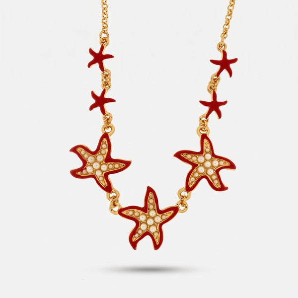 Collana in Metallo con stelle marine rosse - BYSIMON gioielli