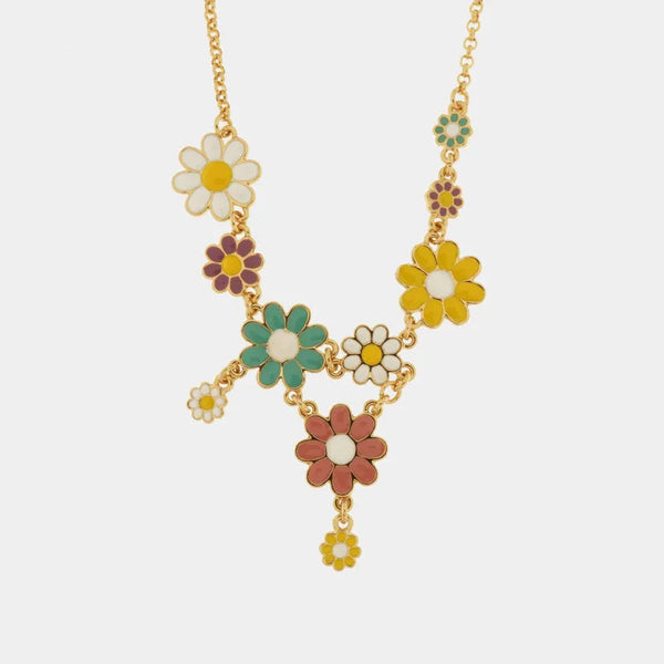Collana in Metallo con margherite intrecciate colorate