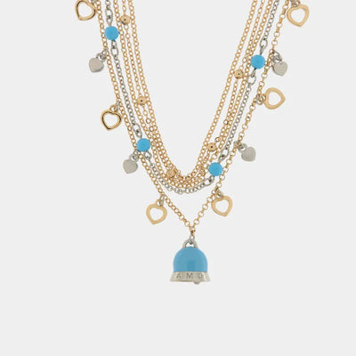 Collana in Metallo con cuori e campana turchese pendenti - BYSIMON gioielli