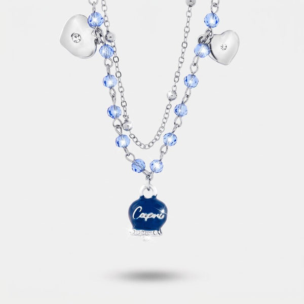 Collana in Metallo con campanella smaltata blu e perline