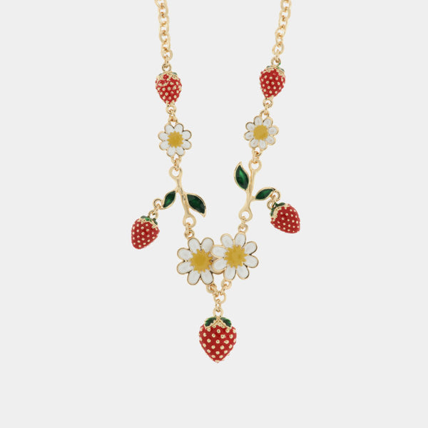 Collana in Metallo girocollo con fragola e margerite pendenti - BYSIMON gioielli
