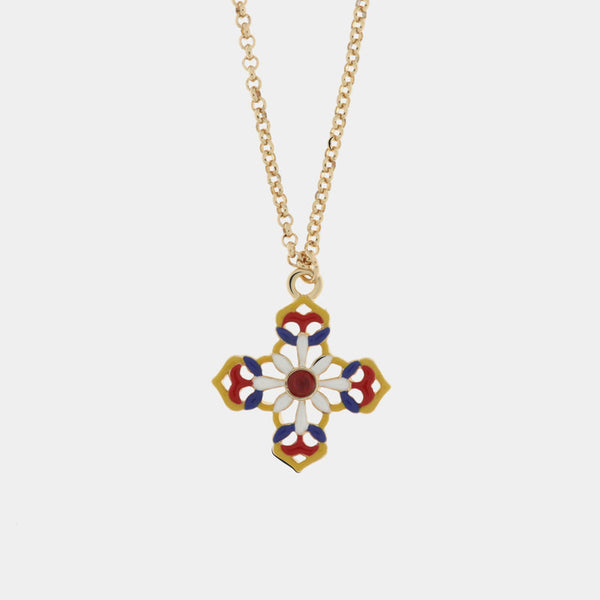 Collana in Metallo con croce colorata - BYSIMON gioielli